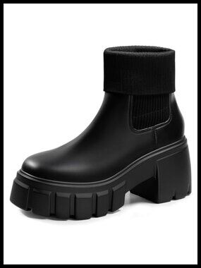 Women's Chelsea Ankle Boots Chunky Heel Slip-On Fall Winter Shoes